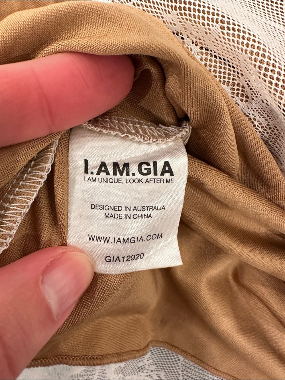 I.AM.GIA Beige Mesh Floral Lace Long Sleeve Top - Picture 6 of 8